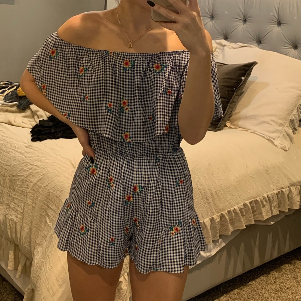 Gingham check romper